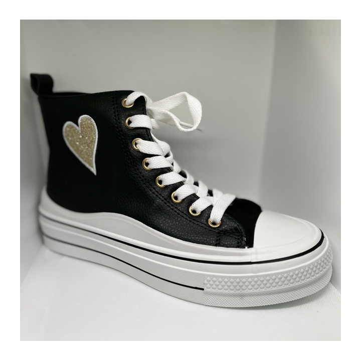 Baskets noir coeur