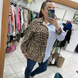 Chemise leopard raye