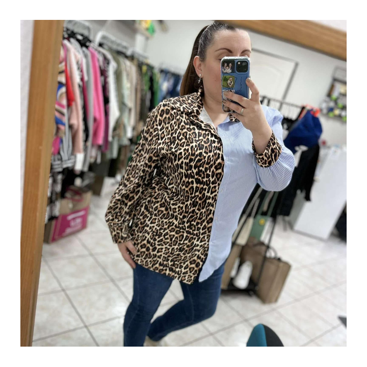 Chemise leopard raye